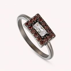 AGATHA FR Bague Fine SYBIL - Cristal / Gun