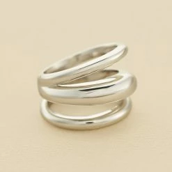 AGATHA FR Bague Large TRIJONC - Argenté