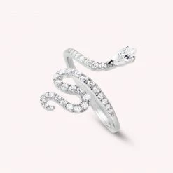 AGATHA FR Bague Large SNAKY - Cristal / Argenté