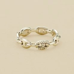 AGATHA FR Bague Fine ETREINTE - Cristal / Argenté