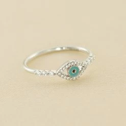 AGATHA FR Bague Fine LUCKY EYE - Turquoise / Argenté