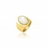 AGATHA FR Bague Large ALOHA - Nacre / Doré -Colliers Soldes Magasin 02240460 831 52 01
