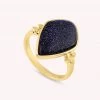 AGATHA FR Bague Fine CREPUSCULE - Bleu / Doré -Colliers Soldes Magasin 02280241 109 52 01