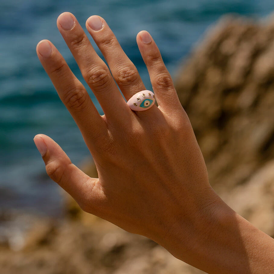 AGATHA FR Bague Large CYCLADES - Rose Pâle/ Doré 5 AGATHA FR Bague Large CYCLADES - Rose Pâle/ Doré – Image 3