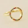 AGATHA FR Bague Fine RAINBOW - Multicolore / Doré -Colliers Soldes Magasin 02290009 256 52 01