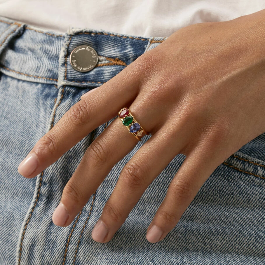 AGATHA FR Bague Large ASTRE - Multicolore / Doré 4 AGATHA FR Bague Large ASTRE - Multicolore / Doré – Image 2