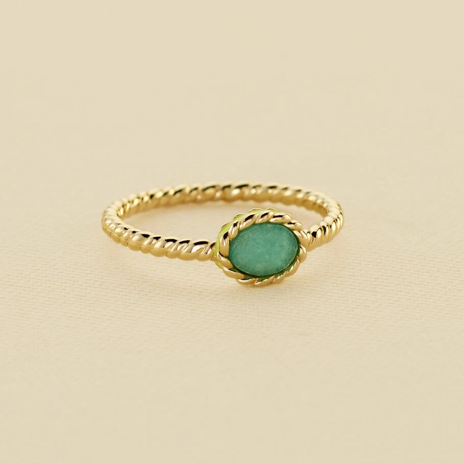 AGATHA FR Bague Fine ATMA - Amazonite/ Jaune 3 AGATHA FR Bague Fine ATMA - Amazonite/ Jaune