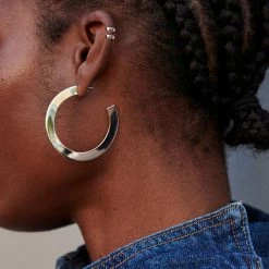 AGATHA FR Créoles LINES - Argenté -Colliers Soldes Magasin 02320817 050 TU M2