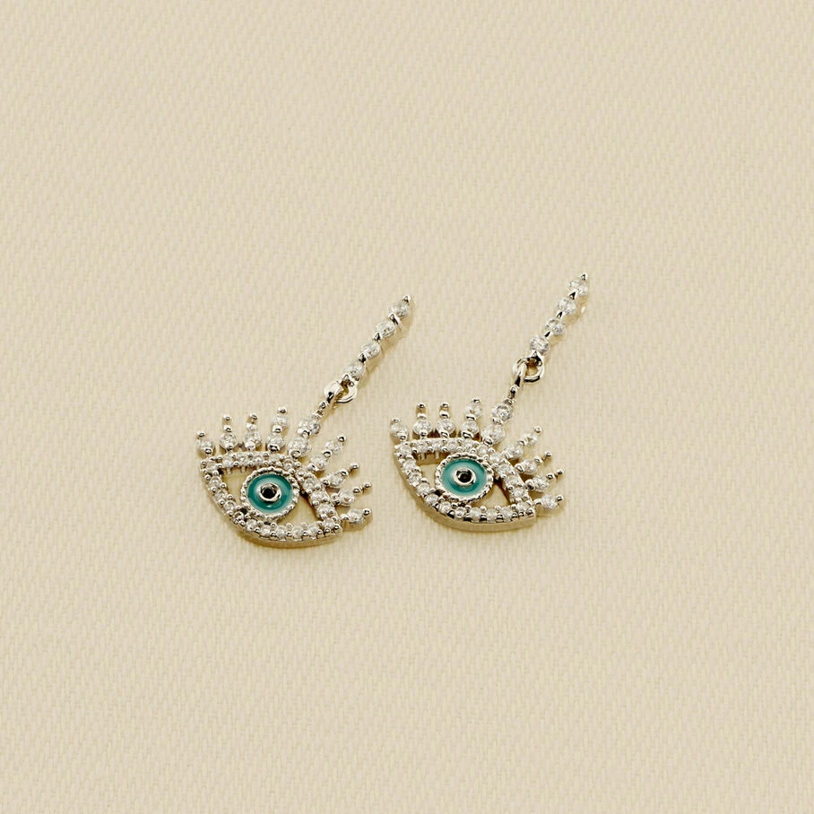 AGATHA FR Boucles D'oreilles Pendantes LUCKY EYE - Turquoise / Argenté 3 AGATHA FR Boucles D'oreilles Pendantes LUCKY EYE - Turquoise / Argenté