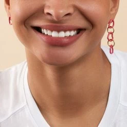 AGATHA FR Boucles D'oreilles Pendantes SESHA - Rose / Doré -Colliers Soldes Magasin 02350945 315 TU M1