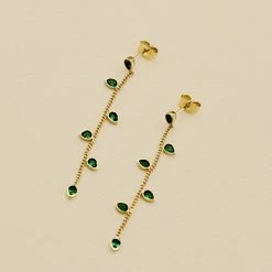 AGATHA FR Boucles D'oreilles Pendantes NEITH - Vert / Doré