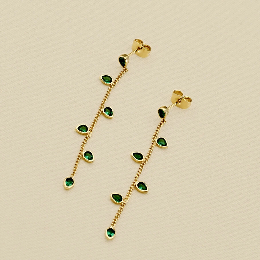 AGATHA FR Boucles D'oreilles Pendantes NEITH - Vert / Doré 3 AGATHA FR Boucles D'oreilles Pendantes NEITH - Vert / Doré