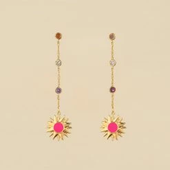 AGATHA FR Boucles D'oreilles Pendantes RODEO - Multicolore / Doré