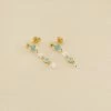 AGATHA FR Boucles D'oreilles Pendantes CYCLADES - Turquoise / Doré -Colliers Soldes Magasin 02381227 731 TU 01