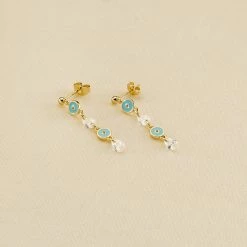 AGATHA FR Boucles D'oreilles Pendantes CYCLADES - Turquoise / Doré