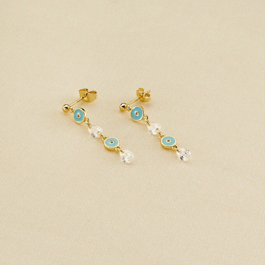 AGATHA FR Boucles D'oreilles Pendantes CYCLADES - Turquoise / Doré 3 AGATHA FR Boucles D'oreilles Pendantes CYCLADES - Turquoise / Doré