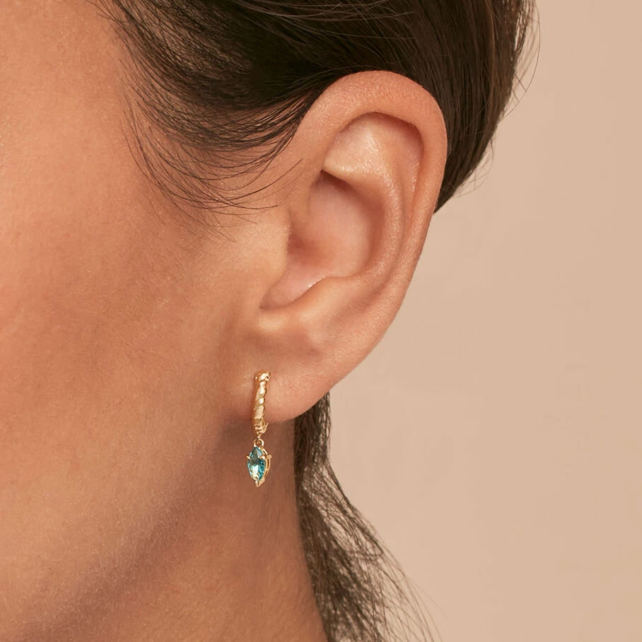 AGATHA FR Piercing Créole MAMBA - Turquoise / Doré 4 AGATHA FR Piercing Créole MAMBA - Turquoise / Doré – Image 2