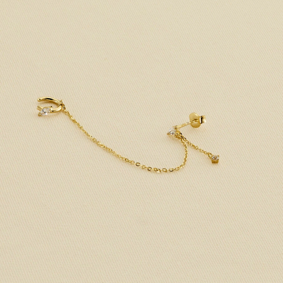 AGATHA FR Piercing Ear Cuff AMAS - Cristal / Doré 3 AGATHA FR Piercing Ear Cuff AMAS - Cristal / Doré