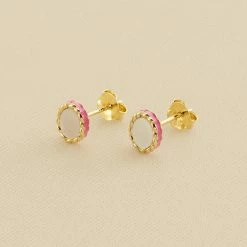 AGATHA FR Boucles D'oreilles Puces ATMA - Nacre /rose