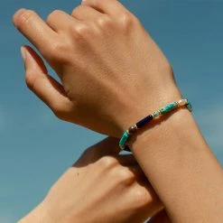 AGATHA FR Bracelet Souple CYCLADES - Bleu / Doré -Colliers Soldes Magasin 02480271 109 TU M2