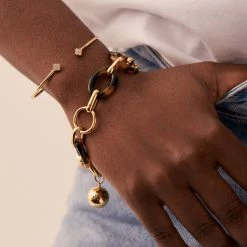 AGATHA FR Jonc BELOVED - Cristal / Doré -Colliers Soldes Magasin 02490074 137 TU M2