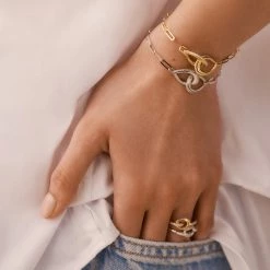 AGATHA FR Bracelet Souple GEMINI - Cristal / Doré -Colliers Soldes Magasin 02490080 137 TU M2