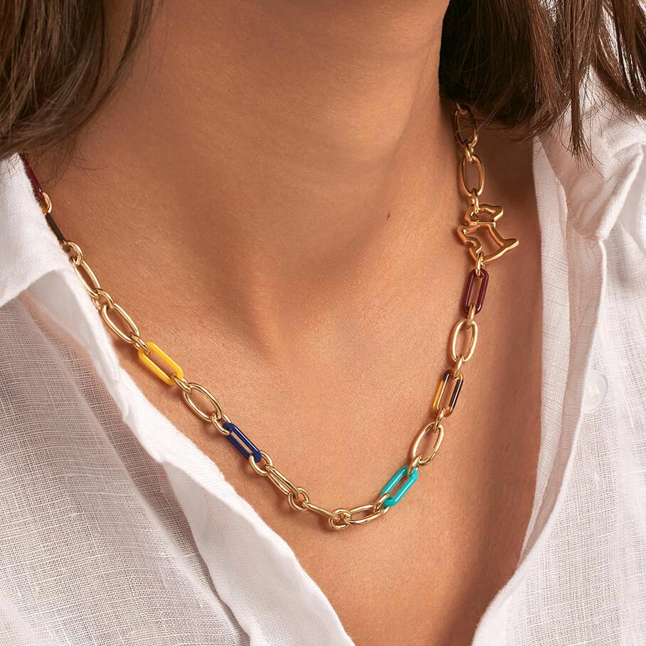 AGATHA FR Collier Mi-long CHIEN - Multicolore / Doré 4 AGATHA FR Collier Mi-long CHIEN - Multicolore / Doré – Image 2