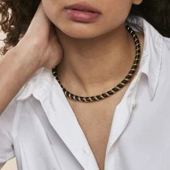 AGATHA FR Collier Ras Du Cou SESHA - Noir / Doré -Colliers Soldes Magasin 02651395 270 TU M1