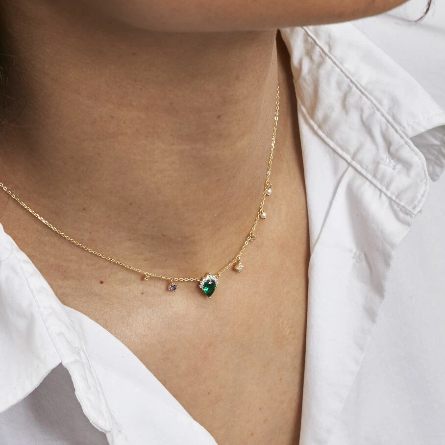 AGATHA FR Collier Ras Du Cou ASTRE - Vert / Doré 4 AGATHA FR Collier Ras Du Cou ASTRE - Vert / Doré – Image 2