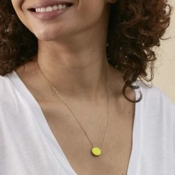 AGATHA FR Collier Mi-long ATMA - Amazonite/ Jaune -Colliers Soldes Magasin 02690140 780 TU M1